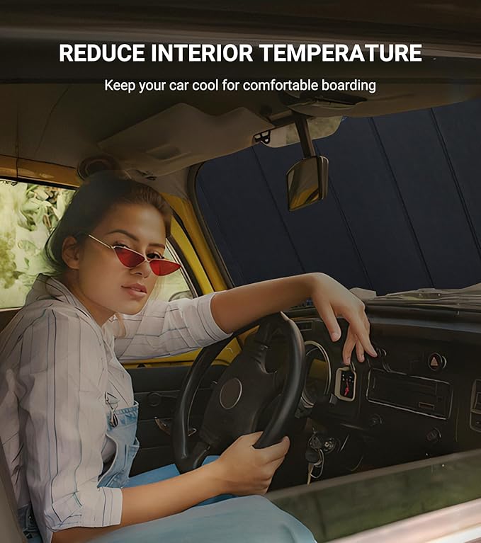 Windshield Sun Shade for Ram 1500 2019-2025 with 5 inch Wide Sensor Front Window Sunshade - Safeguard