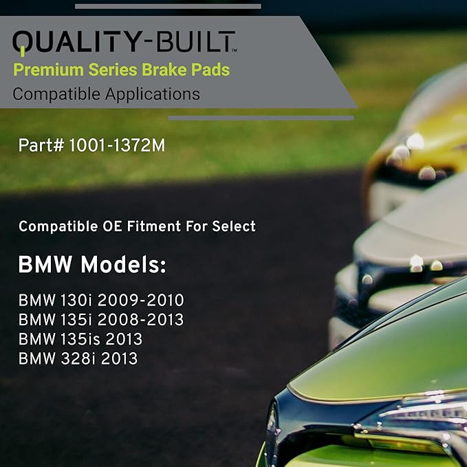 QUALITY-BUILT Premium Semi-Metallic Rear Brake Pads 1001-1372M Compatible with 2008-2013 BMW (130i, 135i, 135is, 328i)