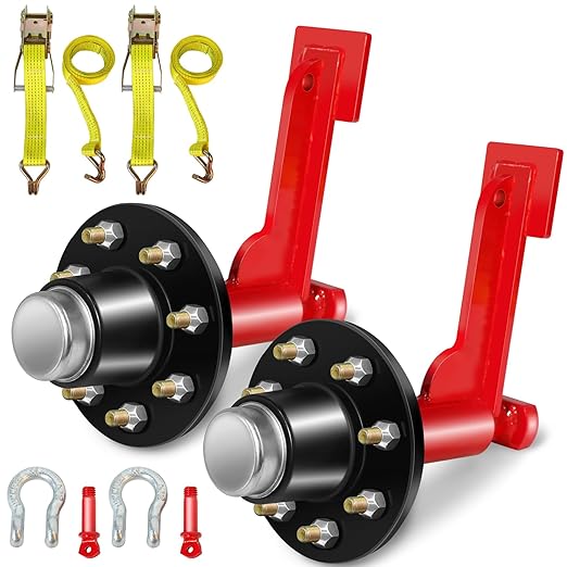 2 Pack Shipping Container Wheels 8-Lug Kit, Heavy-Duty Shipping Container Axles with Ratchet Tie Down for Up to 40ft Containers