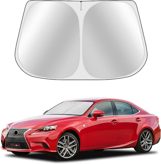 Custom Fit Windshield Sun Shade for Le-xus is Sedan IS350 IS300 IS250 IS200t 2014-2020 - Full Coverage, 210T Reflective Fabric, Double-Layer Design - Keeps Car Cool, Easy to Install and Store