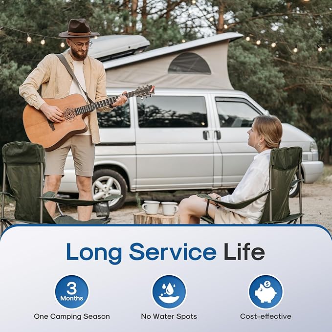 ICEPURE Inline Water Filter for Hose on RV Garden Pool Camper Marine Boat for Drinking, Car Washing, Gardening, Planting, Spa, Reduces Chlorine, Bad Taste, Odors, with 1 flexible hose protector, 1PACK