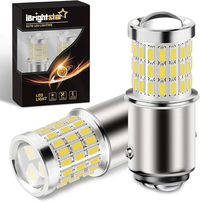 iBrightstar 1157 LED Bulb White, BAY15D 2057 2357 7528 LED Daytime Running Lights Bulbs Super Bright for Back Up Reverse Lights Brake Tail Lights Turn Signal Lights, 2 Pack