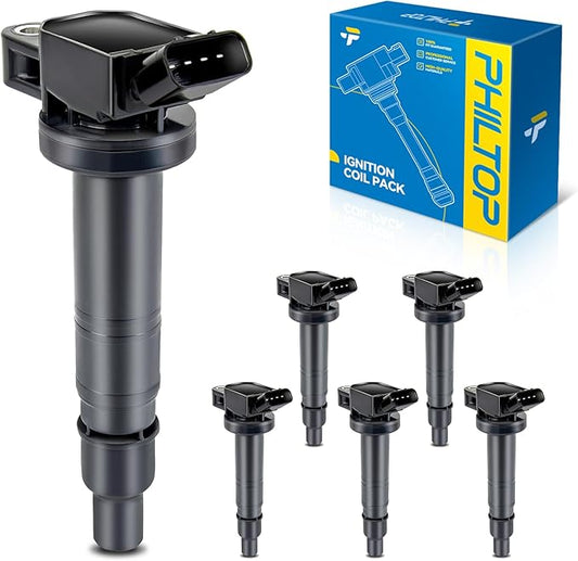 PHILTOP UF495 Ignition Coil Pack for 2003-2010 4Runner, 2006-2011 Camry, 2010-2015 xB, 2017-2021 Tacoma, 2009-2012 Matrix, 2005-2011 Tundra, 2007-2008 Solara, 2009-2010 Corolla - 6 Pack