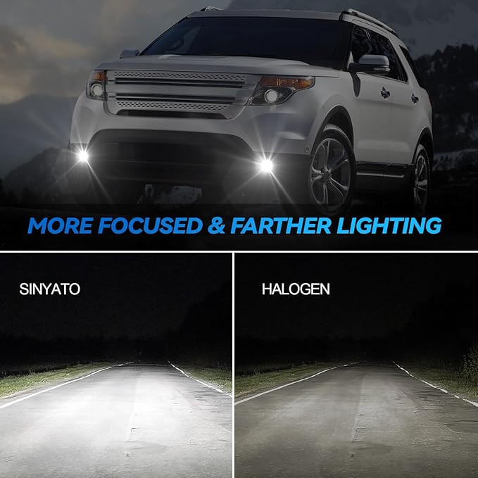 LED Fog Lights Assembly Compatible with 2013 2014 2015 Ford Explorer, Front Driving Fog Lamps Clear Lens Replacement Kit, DOT Certified - 1 Pair