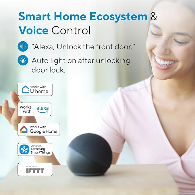 ULTRALOQ U-Bolt Pro WiFi Smart Lock with Door Sensor, 8-in-1 Keyless Entry Door Lock with Fingerprint ID, App Remote Control, Built-in WiFi Keypad Deadbolt, Auto Unlock, IP65 Waterproof, Easy Install