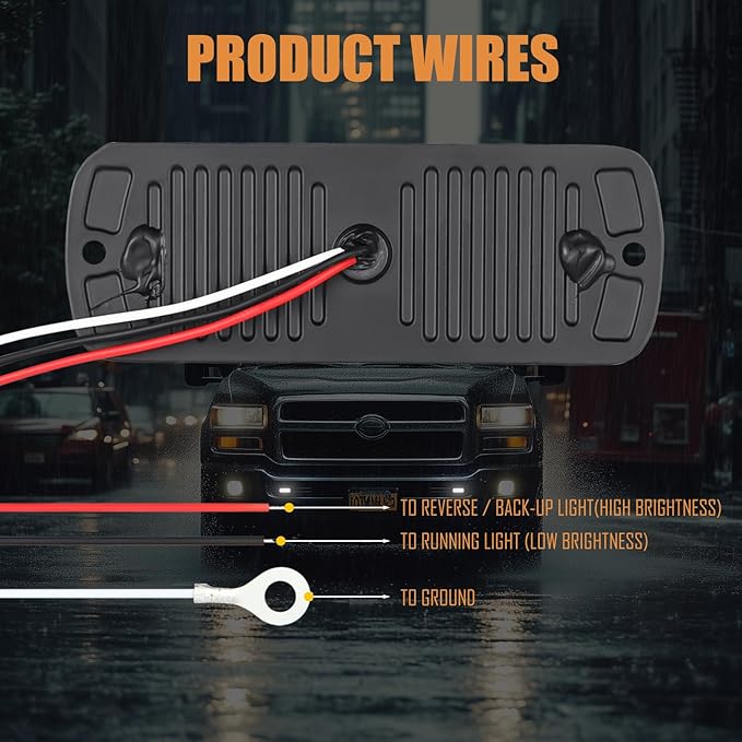 AT-HAIHAN Pack of 2 Aluminum Housing Clear Lens White LED Reverse Backup Running Lights, DOT Compliant Waterproof Surface Mount Lighting for Truck Tractor Jeep RV