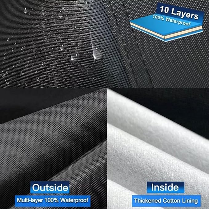 10 Layers SUV Car Cover Custom Fit for Toyota RAV4 (2005-2024) Waterproof All Weather for Automobiles, Outdoor Full Cover Sun UV Rain Protection.Black