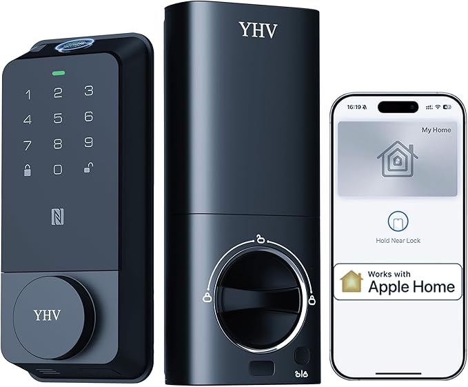 Homekit Smart Lock Keyless Entry Door Lock with Apple Home Key Fingerprint Deadbolt Safety Lock for Front Door