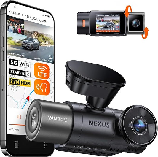 Vantrue N2X 2.7K Dash Cam Front and Inside, 5G WiFi Dual Dash Camera for Car with HDR IR Night Vision, STARVIS 2, GPS, 2.5K/60FPS, LTE Support, 24/7 Parking Mode, Voice Control, Support 512GB Max