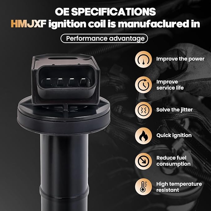 4PCS Ignition Coil packs UF333 C1330 90919-02244 5C1299 Compatible with Corolla Camry RAV4 Solara Matrix Highlander Pontiac - L4 2.0L 2.4L Engines