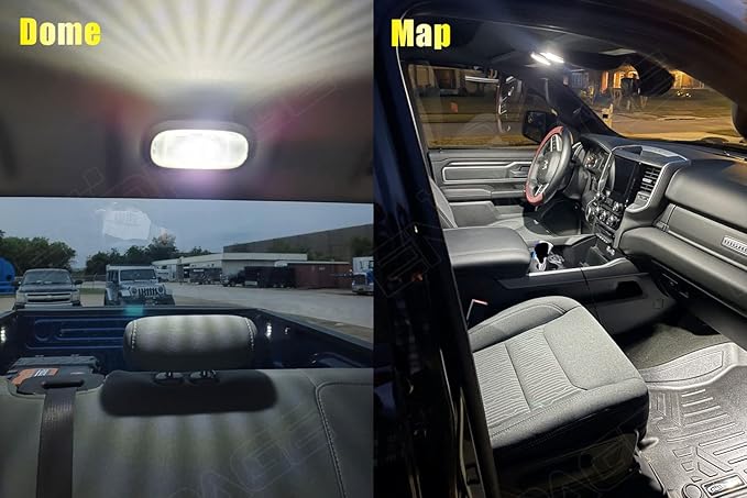 12-Pieces Ram Interior LED Light Kit for Dodge Ram 2009 2010 2011 2012 2013 2014 2015 2016 2017 2018 White 6000K Interior LED Lighting Package + License Plate Lights, Install Tool