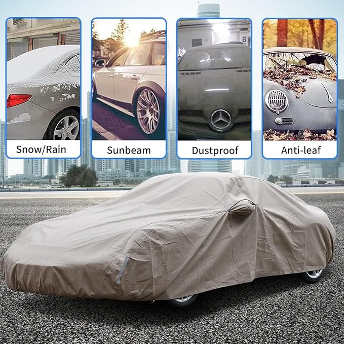 Tecoom Waterproof All-Weather Car Cover, Thick Non-Woven Outdoor Full Cover with Hidden Zippered Mirror Pockets, Rain Sun Wind Hail Protection, Universal Fit 167–172" for BMW Z4