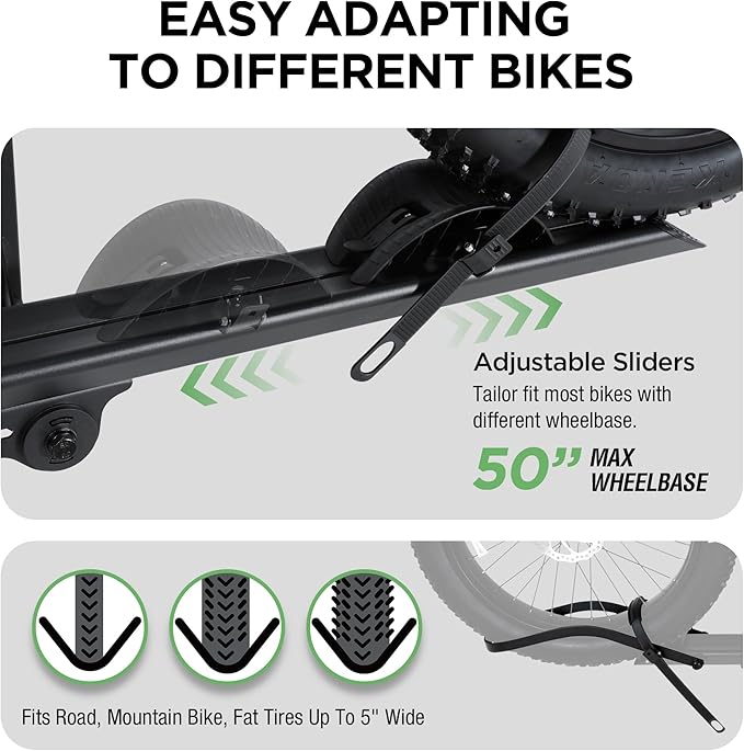 Young 100LBS. Capacity Aluminum 1-Ebike Rack for Bicycles and Electric Bikes, fits Car SUV Van RV and Trailer with 2" Receiver, Fits up to 5" Fat Tire Width and 50" Wheelbase