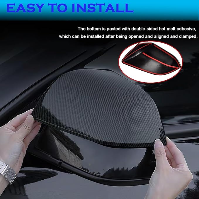 YHCDSEA Rearview Mirror Guard Cover for Tesla Model 3, Side Mirror Cover Exterior Accessories fit for Tesla Model 3 2017-2025 (Matt Black, Model 3)