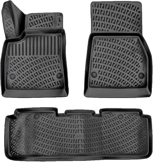 Tesla Model S 2015-2019 Floor Mats 3D Custom Fit Compatible with Tesla Model S Car Mats Laser Measured 1st & 2nd Row Floor Liners All Weather Odorless Non-Slip TPE (Front & Rear,Black)