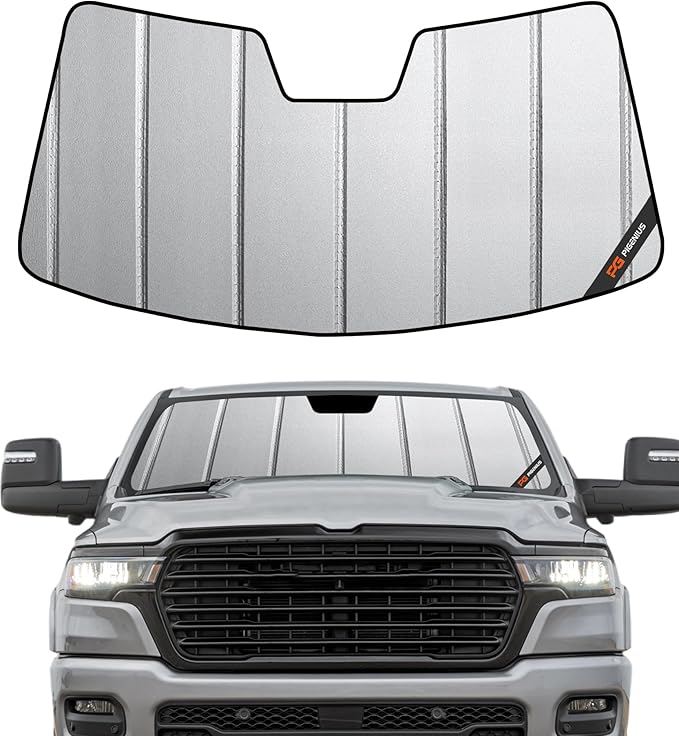 Windshield Sunshade for Ram 1500 2019-2025 Without Sensor with Standard Rearview Mirror, Custom Fit Front Window Sun Shade - Safeguard