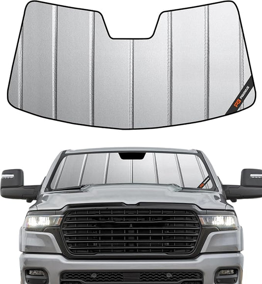 Windshield Sunshade for Ram 1500 2019-2025 Without Sensor with Standard Rearview Mirror, Custom Fit Front Window Sun Shade - Safeguard