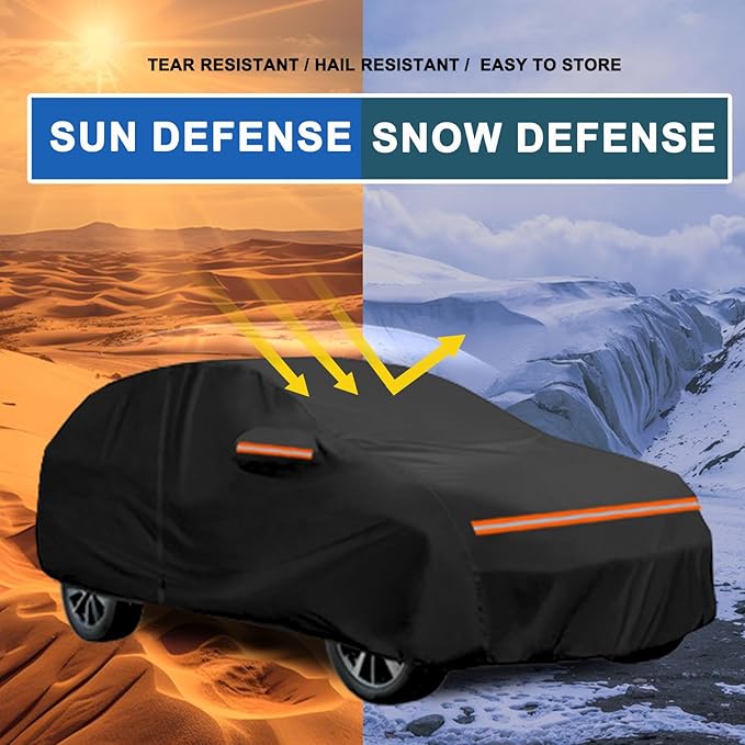 Waterproof Minivan Car Cover for Toyota Sienna 1997-2025, All Weather Full Outdoor Cover with Zipper Door Cotton Lining Sun Rain Snow Dust Protection