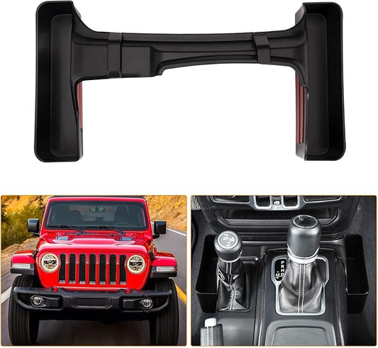 KIWI MASTER Console Shifter Storage for 2018-2025 Jeep Wrangler JL Gladiator JT Gear Shift Storage Box Tray, JL JT Interior Accessories Parts, Black