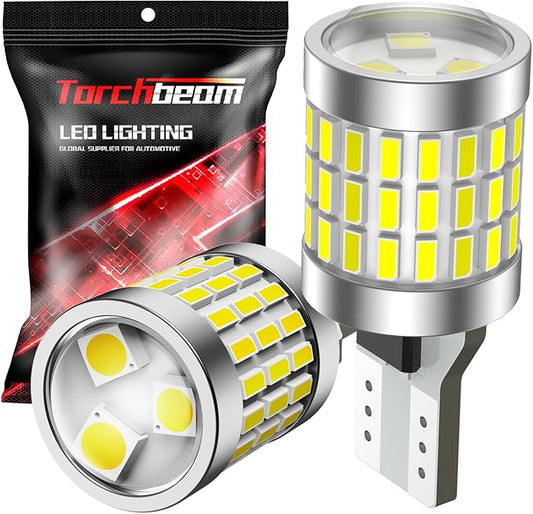 Torchbeam 912 921 LED Bulbs Reverse Lights, 921 led Backup light Bulbs 2600 Lumens 6000K Xenon White Super Bright T15 906 904 W16W Back Up Lights Reverse Lights, Pack of 2