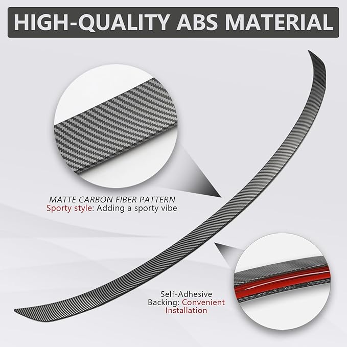 ABS Spoiler for 2025 2026 Tesla Model Y Juniper Rear Spoiler Rear Trunk Spoiler Sport & Performance Type Rear Spoiler Wings Tesla Model Y Juniper Accessories (Matte Carbon Fiber)