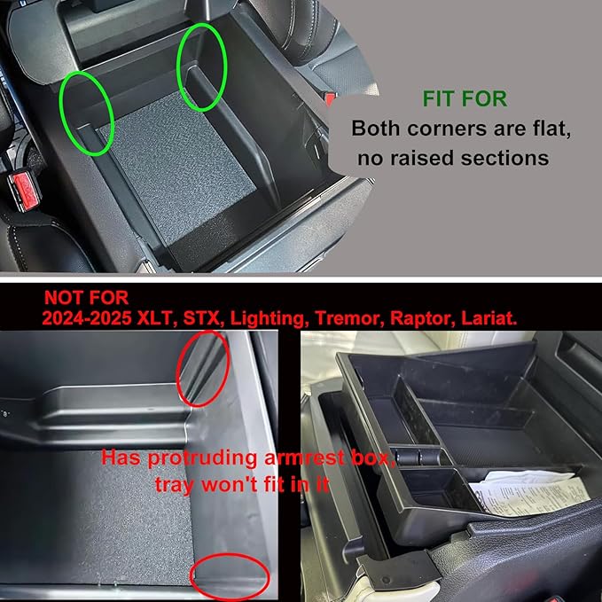 Center Console Organizer Compatible with 2021 2022 2023 2024 Ford F150 Interior Accessories, Armrest Box Insert Storage Tray (Full Console w/Bucket Seats ONLY)-Blue Trim