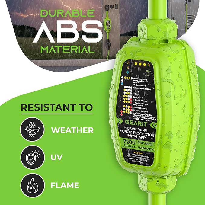 GEARit RV Surge Protector 50 Amp (Wi-Fi with in-APP) Real Time Monitor - Plug, Inlets, Receptacles - Protects Against Voltage Surges, Reverse Polarity, and Open Ground - Monitor Voltage, Amps, Watts