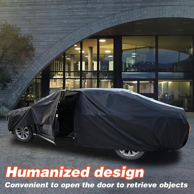 12-Layer Custom Fit Car Cover for Tesla Model S (2012-2026), Upgraded Waterproof All-Weather Full Exterior Cover with Door Zipper and Charging Port, for Snow Rain Dust and Sun UV Protection-Black.