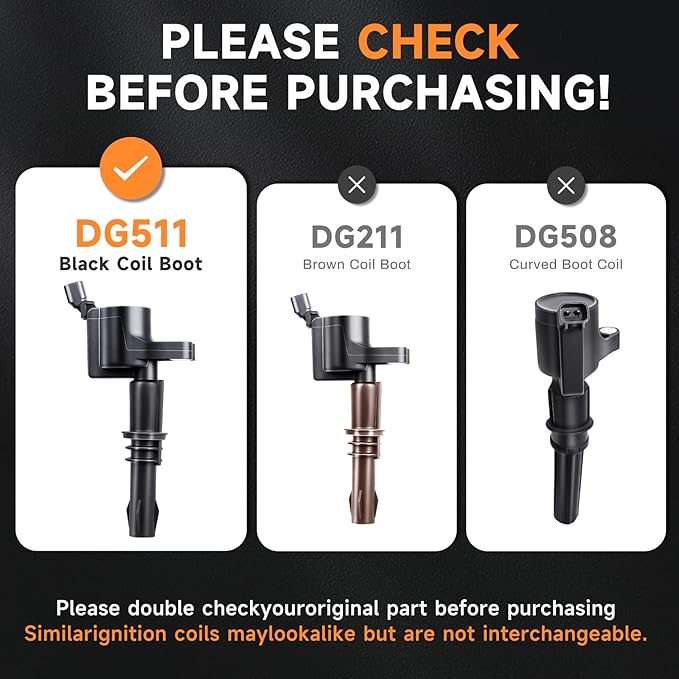 FD508 Ignition Coils Pack + SP546 Iridium Spark Plugs 5.4L Compatible with Ford F150 F250 F350 Expedition, for Mark LT Navigator 2004 2005 2006 2007 2008(For Black coil boots), Replaces DG511, 8PCS