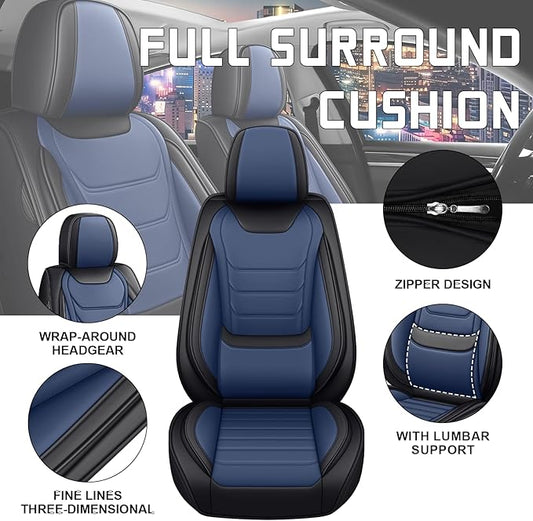 Car Seat Covers for Chevrolet Tahoe 2000-2025, Family Seat Covers, Nappa Leather, Airbag Safe, Waterproof, Anti-Slip & Wear-Resistant, Automobile Seat Covers Sets.(Standard 5 Seats/Black Blue)