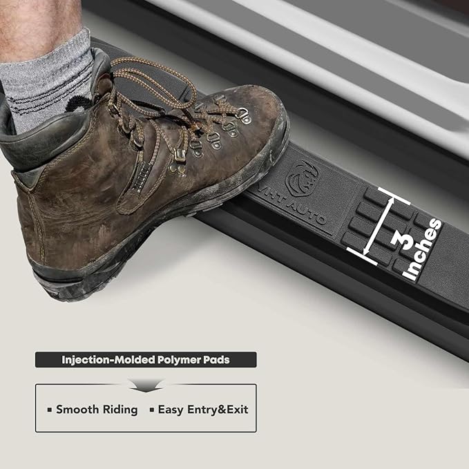 YHTAUTO 3 Inch Running Boards Side Steps Compatible with Jeep Renegade BU/BV 2015-2024, SUV, Round Carbon Steel Black Powder, Cab Side Step Rails Off-Road Exterior Accessories, Set of 2