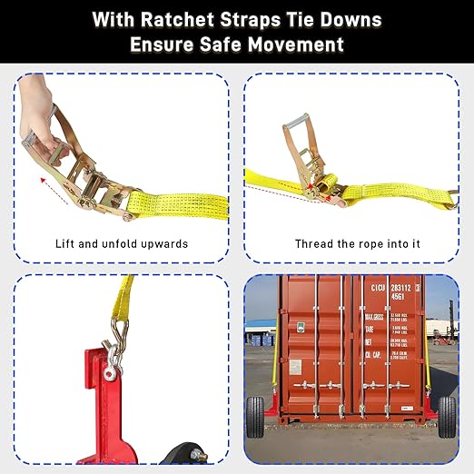 2 Pack Shipping Container Wheels 8-Lug Kit, Heavy-Duty Shipping Container Axles with Ratchet Tie Down for Up to 40ft Containers