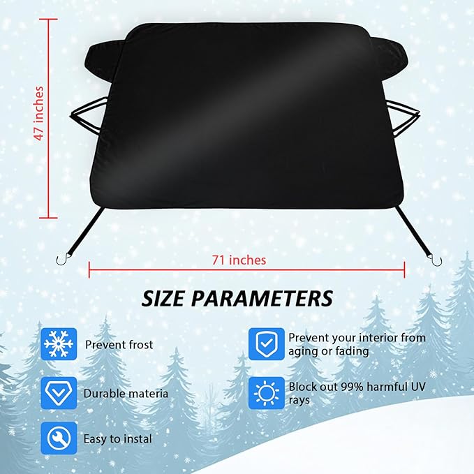Windshield Cover for Ice Snow Fit for Mercedes Benz GLE 350 450 2020-2026,Waterproof 2-Layer Oxford Fabric Windshield Snow Cover Standard Winter Protector for Snow,Sun, Rain, Dust All Weather