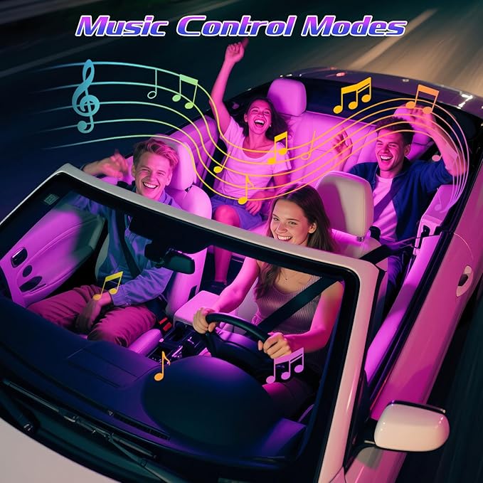 Winzwon Led Lights for Car Accessories Interior, Christmas Stocking Stuffers White Elephant Gifts for Men Women Adults, APP Control with USB Port Color Change Lights for Truck Decor 2 Pack