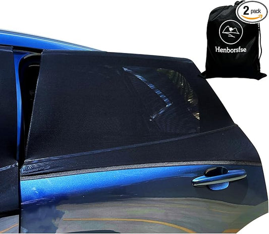 Car Rear Side Window Sunshade-2 Pack,Screen car Camping Trip,Breathable Soft Nylon Sock stly,Double Layer Privacy Protection,Durable Elastic mesh car Covers Universal fit Most(99%)(Max43.5 * 32.5")