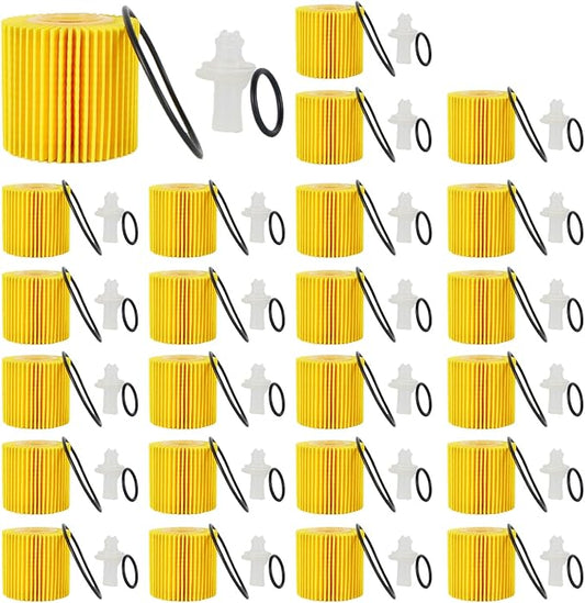 04152-YZZA1 Engine Oil Filter Kit compatible for Toyota Avalon Camry RAV4 Sienna Lexus ES300h ES350 IS200t RX350 RX450h and More Replace,04152-31090 (Yellow, 24PCS 04152-YZZA1)