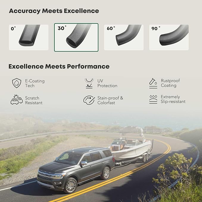 YHTAUTO 4.25 Inch Running Boards Fit Chevy Silverado & GMC Sierra 1500 2500HD 3500HD 99-13 Extended/Double Cab Pickup, Oval Bent Ends Side Steps Carbon Steel Step Bars Off-Road Exterior Accessories