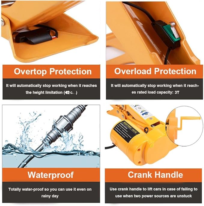 Electric Car Floor Jack 3 Ton All-in-one Automatic 12V Scissor Lift Jack Set for Sedans SUV w/Double Saddles Remote Tire Change Repair Emergency Tool Kits Vehicle Floor Jack Wheel Change(3T)