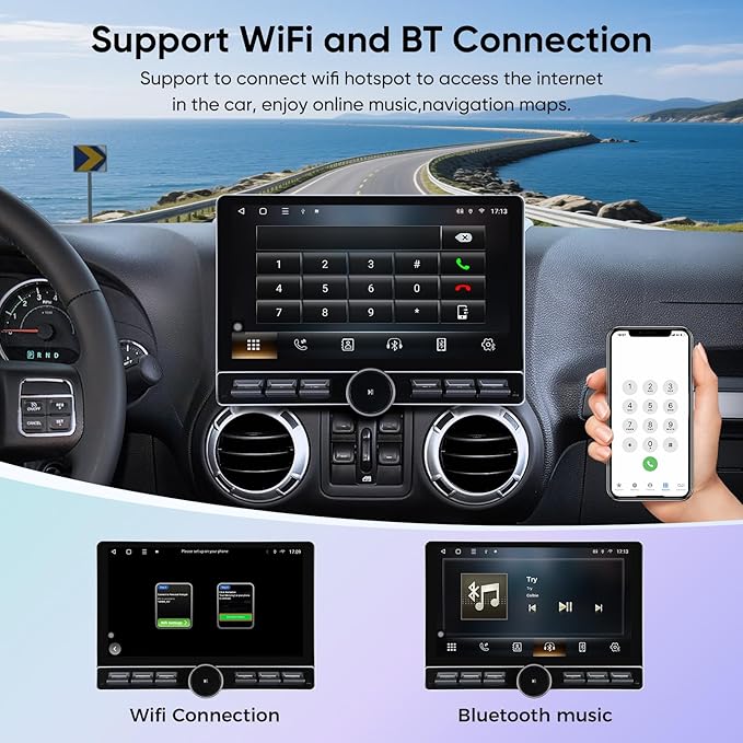 Car Stereo Radio Replacement Upgrade for Jeep Wrangler JK 2007-2018 Dodge Ram 1500 2500 2009-2012 Compass Grand Cherokee Wireless CarPlay Android Auto GPS Navigation Touchscreen Head Unit (6G+128G)