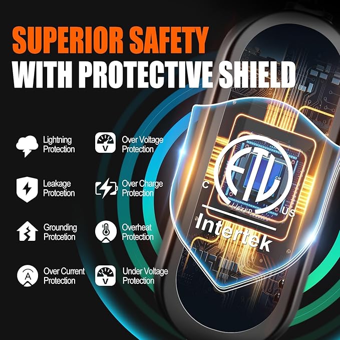 40FT Cable EV Charger Level 1 and Level 2 16 Amp EV Charging Station with NEMA5-15P & 6-20 Plug, Compatible with J1772 Electric Cars for Household Travel Portable Electric Vehicle Charger