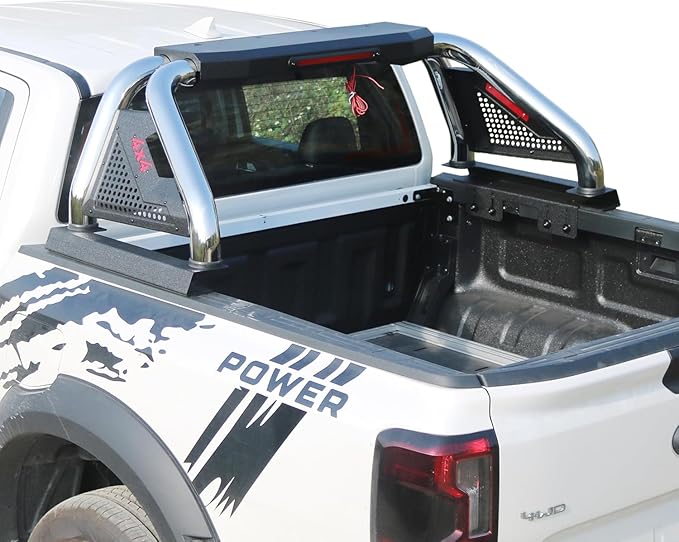 Truck Bed Roll Bar, Polished Stainless Steel Sport Pickup Roll Bars, Cargo Racks Compatible with Tacoma, Ranger,Colorado,Silverado,Sierra,Tacoma,Tundra,Titan,Frontier