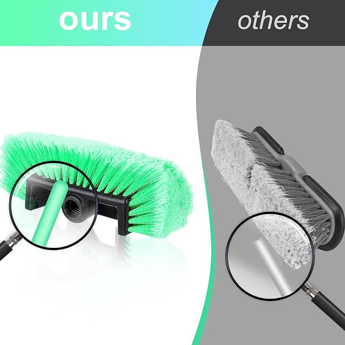 Vesici Car Wash Brush Head with Soft Detailing Bristle Flow Thru Car Cleaning Brush Exterior Car Wash Equipment for Auto Truck RV Boat Camper Washing, 10 Inch(Green,4 Pcs)
