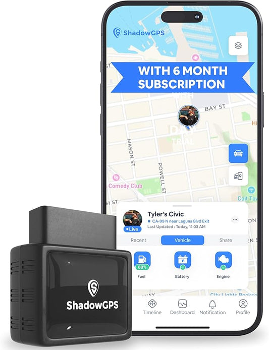 Real-Time OBD2 GPS Car Tracker – $12/Month with 6 Prepaid Months – Plug & Play Device for Families, Teens & Businesses with Trip History, Driving Alerts & GeoFence – Accurate, Easy Setup