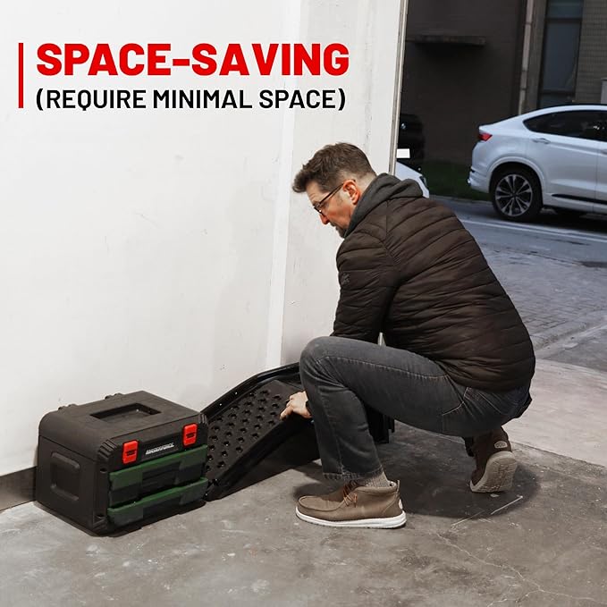 Rockland 4 Ton 8000 LBS Solid Steel Car Ramp Set, 35" L x 13" W x 9" H, Heavy Duty Auto Truck Ramps for Oil Change and Car Repair, Ideal for Easy Home Garage Maintenance (Pack of 2)