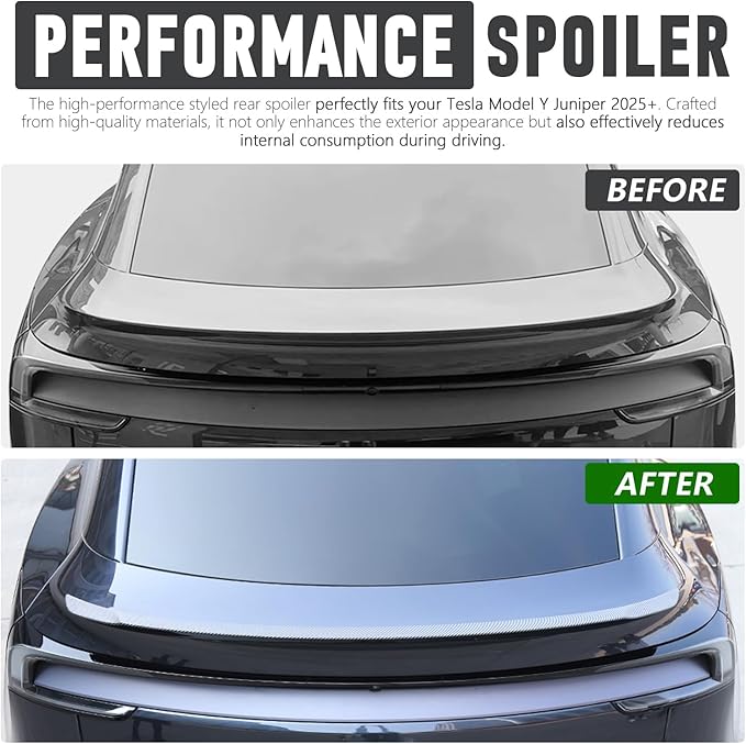 ABS Spoiler for 2025 2026 Tesla Model Y Juniper Rear Spoiler Rear Trunk Spoiler Sport & Performance Type Rear Spoiler Wings Tesla Model Y Juniper Accessories (Gloss Carbon Fiber)