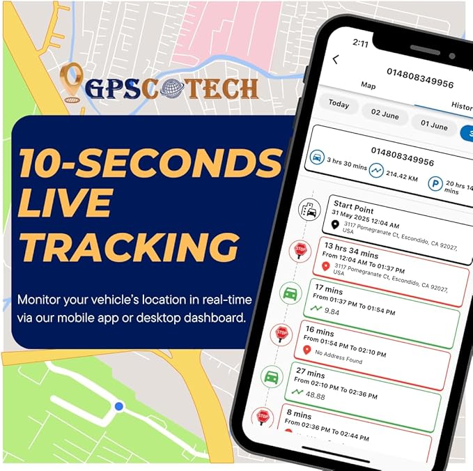 OBD2 GPS Tracker for Vehicles – 1 Month Free, Real-Time Tracking Every 10s, 1 Year History, Plans from $4.99/Month. Multiple GeoFences, Driving Behavior & Speed Monitoring, Global Coverage