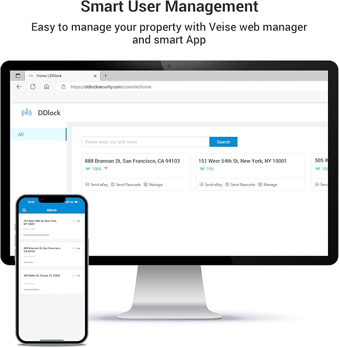 Veise RZ07 Smart Lock, Fingerprint Door Lock, 7-in-1 Keyless Entry with App Control, Electronic Touchscreen Keypad Deadbolt, Biometric Smart Locks for Front Door, Matte Black