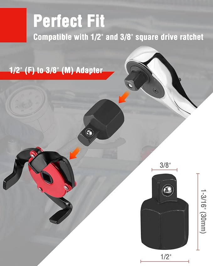 WORKPRO 2-Piece Oil Filter Wrench Set, 12” Adjustable Oil Filter Plier & 3-Jaw Universal Oil Filter Removal Tool, for Easy Oil Changes, Ideal for Car, Motorcycle, Truck Maintenance & Home Garage Use