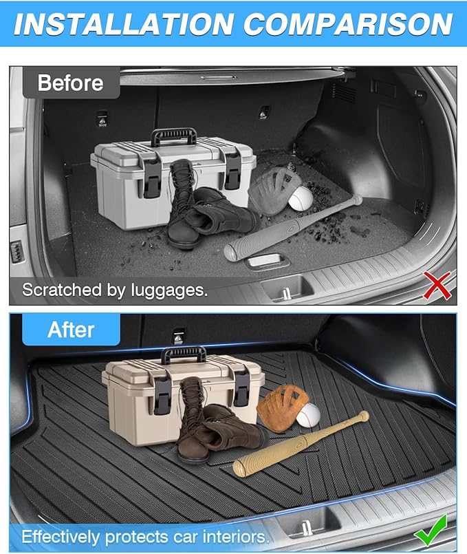 Powerty Trunk Mat for 2021-2025 2026 Kia Seltos Accessories Cargo Mats TPE All Weather Cargo Liner Heavy-Duty Trunk Liners(Just Fits Without Subwoofer)(No SX Turbo Models)