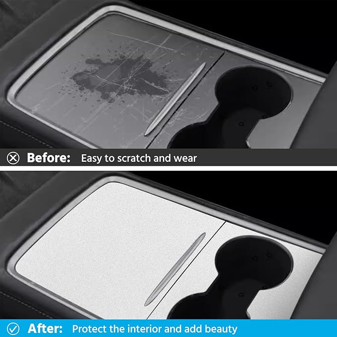 Upgarde Center Console Wrap Cover Kit White Only Fit New Center Console Compatible with Tesla 2021-2025 Model Y & 2021-2023 Model 3 (White)